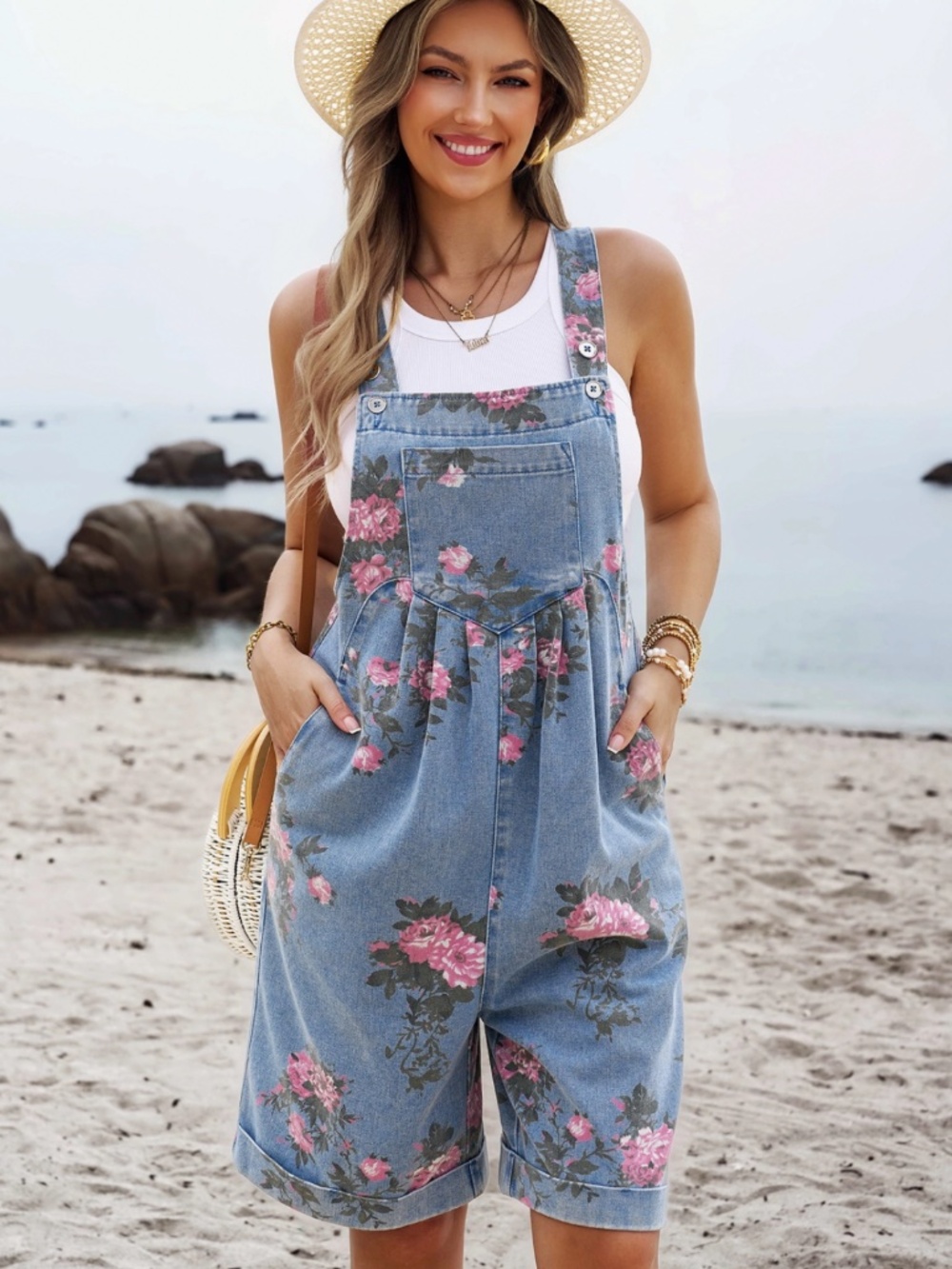 🎉 GIA JEAN “ HELEN 2 “ GIA JEAN Floral Print Wide Leg JUMPSUIT ROMPER SHORTS 33